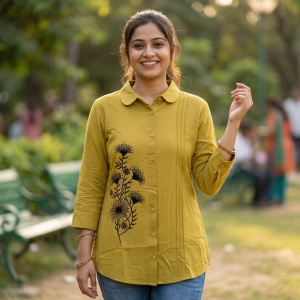 হালকা সরিষা হলুদ বা মাস্টার্ড ইয়েলো (Mustard Yellow)রঙের টপ্স