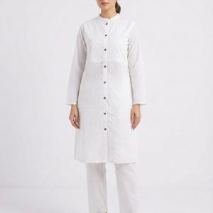 Stylish White Chikankari Premium Cotton Women's Kurti & Pant Set