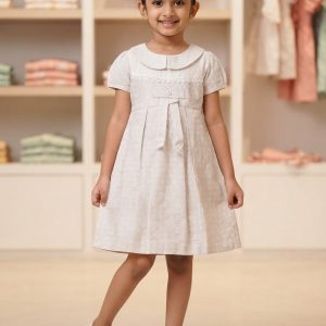 Off-White Floral Print Baby Girls Party Frock