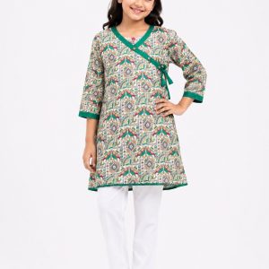 Multicolor Print Angrakha Style Baby Girls Two-Piece Set