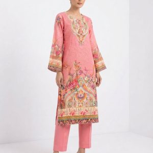 Pink Floral Printed Stylish Two-Piece Set