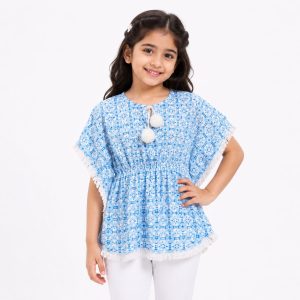 Blue Geometric Print Baby Girls Kaftan
