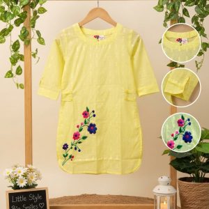 Stylish Multicolor Leaf Print Premium Cotton Women's Kurti