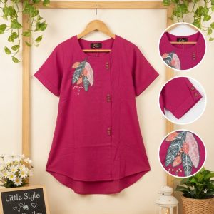 Stylish Magenta Applique & Embroidered Premium Georgette Kids Fusion Top