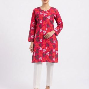 Stylish Pink & Printed Premium Cotton Women's Kurti