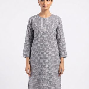 Stylish Grey & Geometric Printed Premium Cotton Women's Kurti
