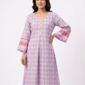 Stylish Purple Color Traditional Print Cotton TOPS